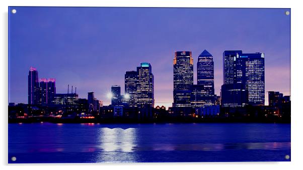 Docklands Canary Wharf sunset Acrylic by David French