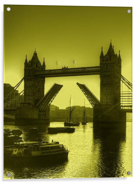 Sunrise at Tower Bridge HDR Toned Acrylic by David French