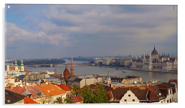 Budapest Hungary cityscape Acrylic by David French