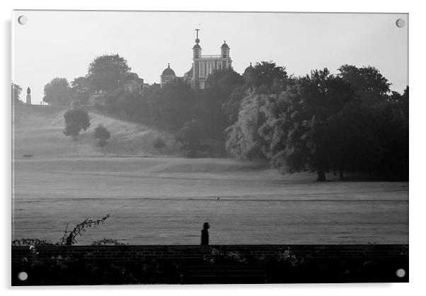 Greenwich Misty Morning Jog Acrylic by David French
