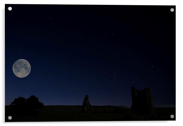 Moonlit Hadleigh Castle Acrylic by David French