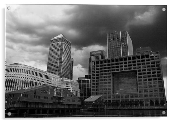 Stormy clouds over Canary Wharf Acrylic by David French