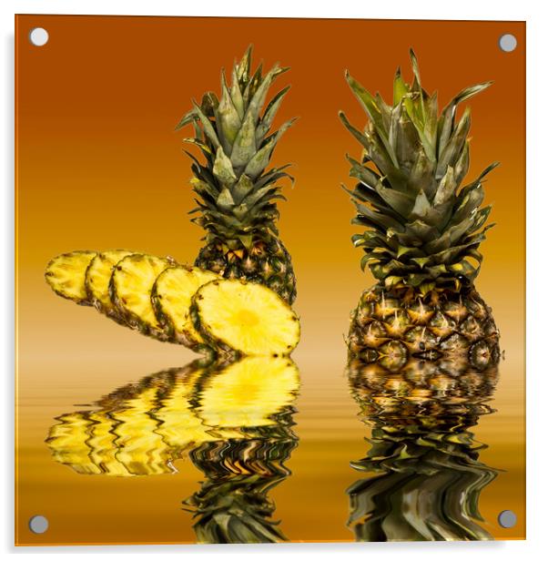 Fresh ripe pineapple fruits Acrylic by David French