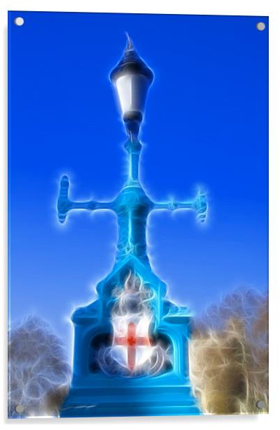 Lamp post St Georges flag Fractals Acrylic by David French