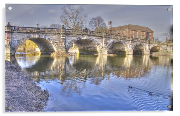 Shrewsbury English Bridge Acrylic by David French