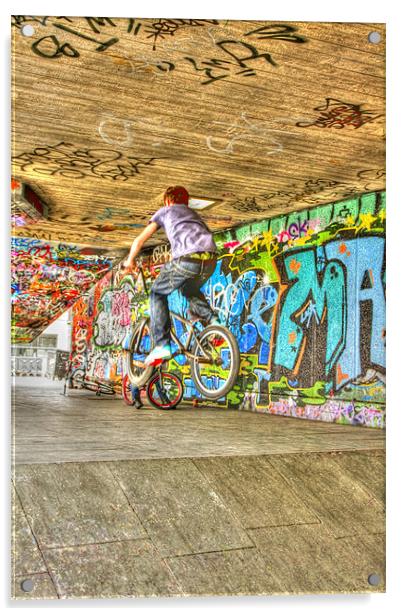 Southbank BMX graffiti Grunge Acrylic by David French