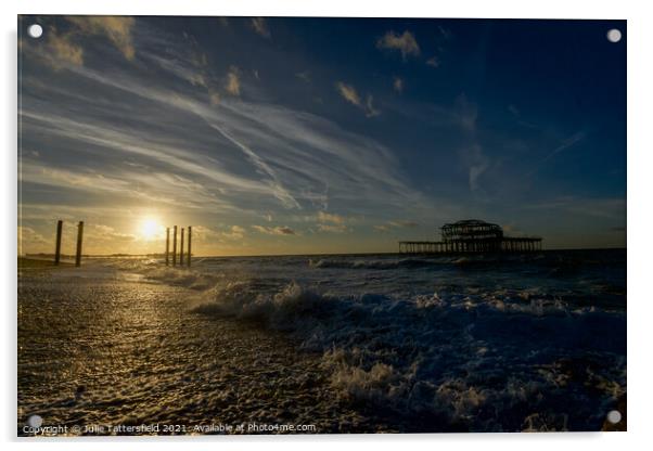 Brighton sunrise Acrylic by Julie Tattersfield