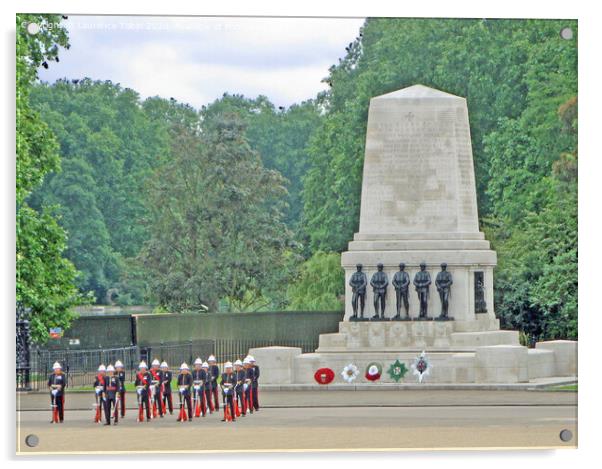 Royal Marines at the Guards Memorial, London Acrylic by Laurence Tobin