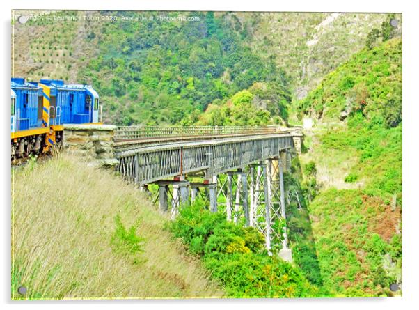 The Taieri Gorge Railway Bridge, New Zealand Acrylic by Laurence Tobin