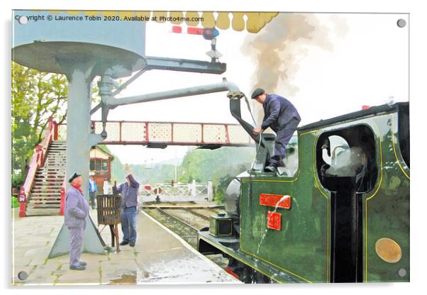 Steam Train in Watercolour Style Acrylic by Laurence Tobin