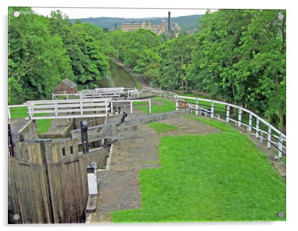Five-Rise Locks at Bingley, West Yorkshire Acrylic by Laurence Tobin