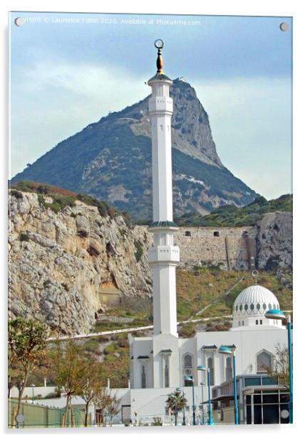 Gibraltar Mosque and mountain Acrylic by Laurence Tobin