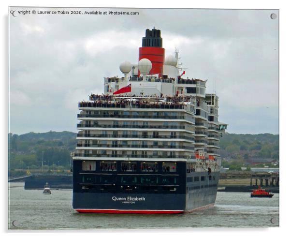 Cruise Liner Queen Elizabeth at Liverpool Acrylic by Laurence Tobin