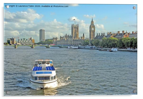 Boat and Houses of Parliament Acrylic by Laurence Tobin