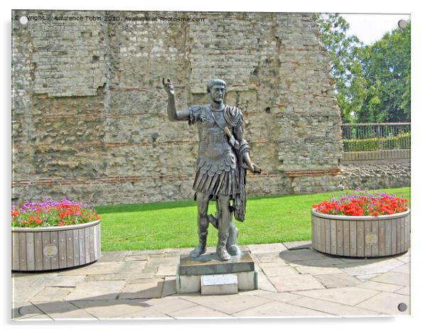 Roman Wall and Trajan. Tower Hill, London Acrylic by Laurence Tobin
