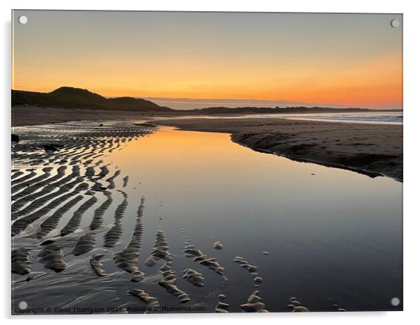 Embleton Beach Sunset Acrylic by David Thompson