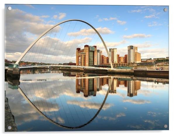 Millennium Bridge Newcastle Quayside Reflection Acrylic by David Thompson