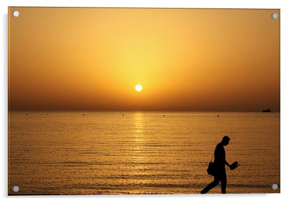 Sunset Stroll Dubai  Acrylic by David Thompson