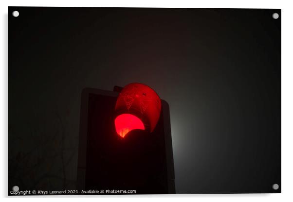 A british traffic light shines red, indicating sto Acrylic by Rhys Leonard