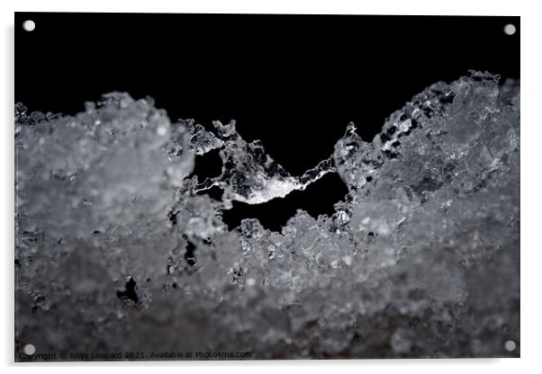 Super close up abstract image of slowly thawing snow. Macro detail Acrylic by Rhys Leonard