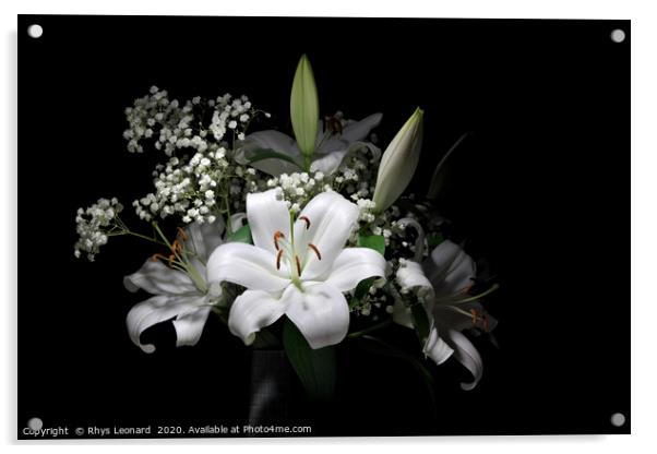 Bouquet of pure white lilies Acrylic by Rhys Leonard