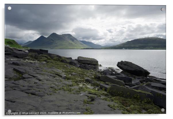 Shoreline landscape from the isle of raasay, green seaweed. Acrylic by Rhys Leonard