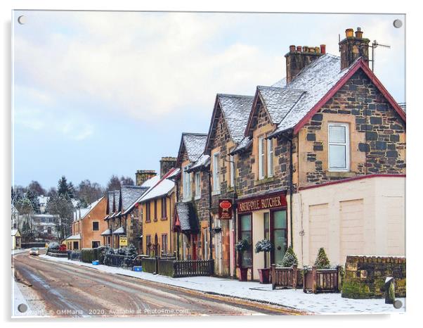 Scotland village in snow Acrylic by Maria Galushkina