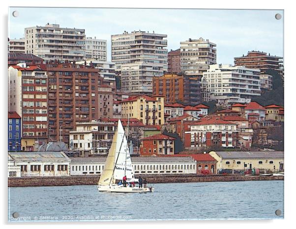 Santander city, bay, and yachting Acrylic by Maria Galushkina