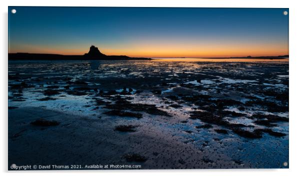 Majestic View of Lindisfarne Castle Acrylic by David Thomas