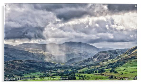 Dramatic Storm Light Over Lake District Acrylic by David Thomas