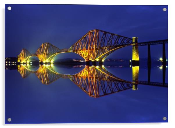 Forth Bridge Blue Hour Acrylic by Philip Hawkins