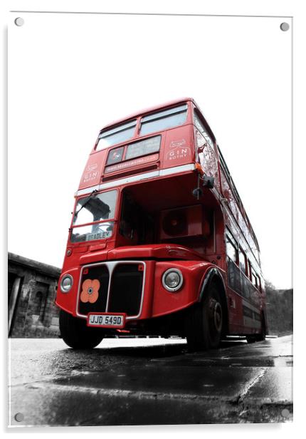 Bradley the Bright Red Bus Acrylic by Philip Hawkins