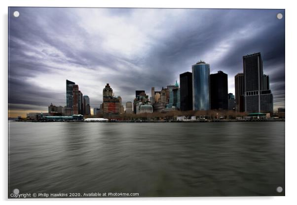 Downtown Manhattan NYC Acrylic by Philip Hawkins