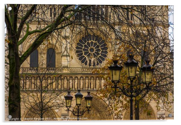 Notre Dame Cathedral among branches Acrylic by Vicente Sargues