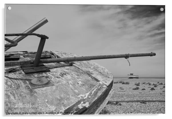 Abandoned boats on Dungeness  Acrylic by mary spiteri