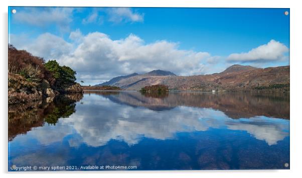 Loch Maree , Reflection perfection Acrylic by mary spiteri