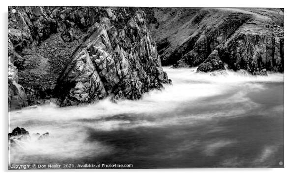 Granite cliffs, Bullers of Buchan Acrylic by Don Nealon