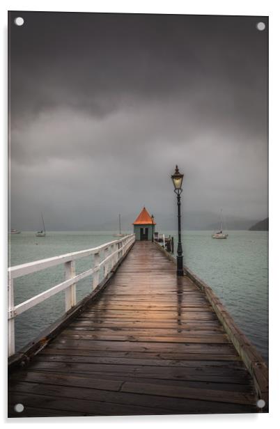 Akaroa Jetty Acrylic by Pete Evans