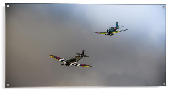 WW2 Planes in Dogfight Acrylic by Pete Evans