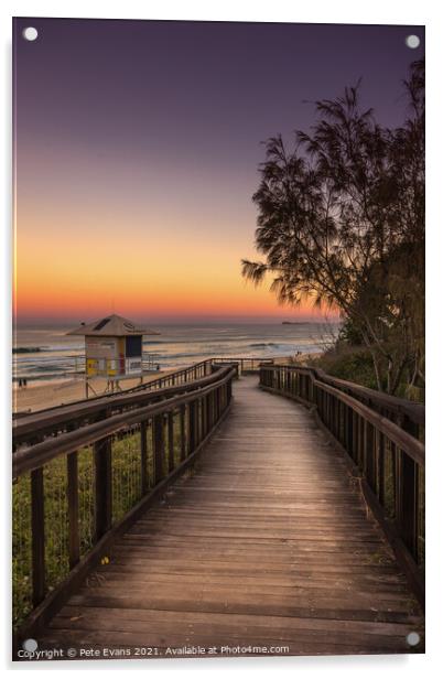 Evening at Mount Coolum Beach Acrylic by Pete Evans