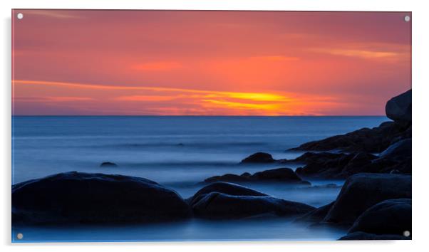Sunrise and rock in Costa Brava Acrylic by Arpad Radoczy