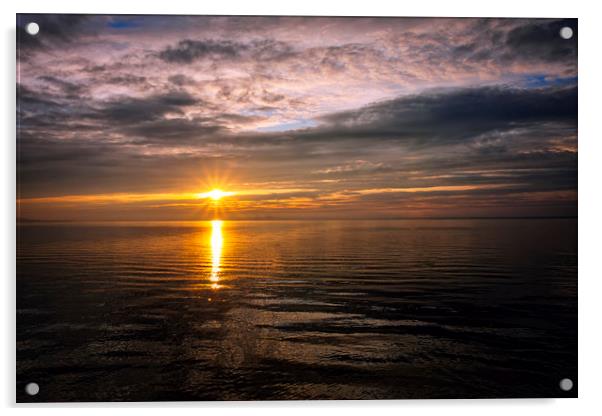 Sunset light over lake Balaton of Hungary Acrylic by Arpad Radoczy