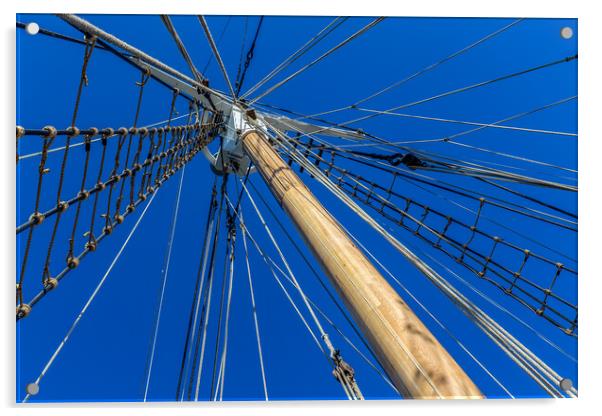 Sailboat rigging and big mast Acrylic by Arpad Radoczy