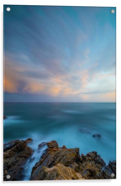 Nice long exposure picture from a Spanish coastal, Costa Brava, near the town Palamos Acrylic by Arpad Radoczy