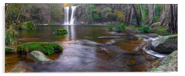Beautiful big waterfall in Spain in Catalonia, near the small village Les Planes de Hostoles Acrylic by Arpad Radoczy