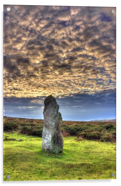 Boswen's Menhir, Standing Stone, West Cornwall Acrylic by Roger Driscoll