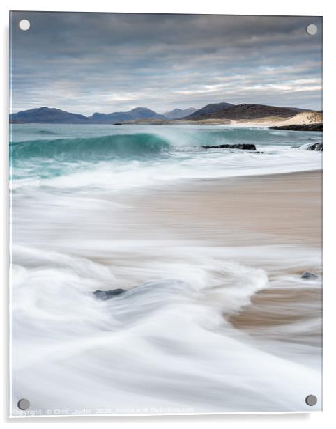 Majestic waves crashing on Bagh Steinigidh beach Acrylic by Chris Lauder