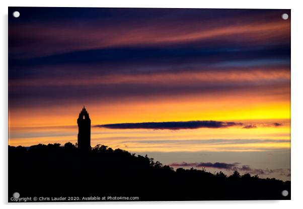 Majestic National Wallace Monument at Sunset Acrylic by Chris Lauder