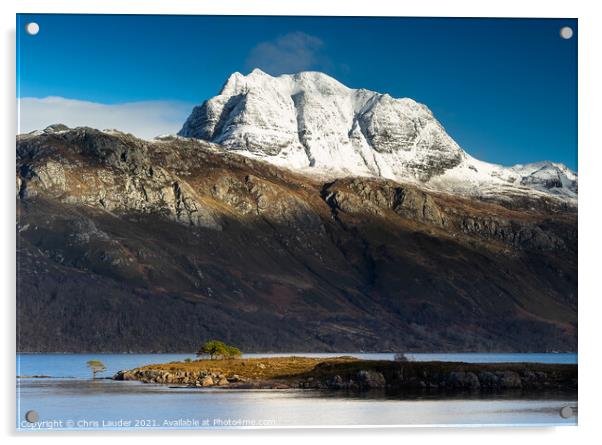 Snow capped Slioch Acrylic by Chris Lauder