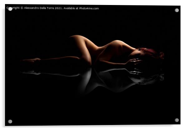 Nude woman laying down naked Acrylic by Alessandro Della Torre